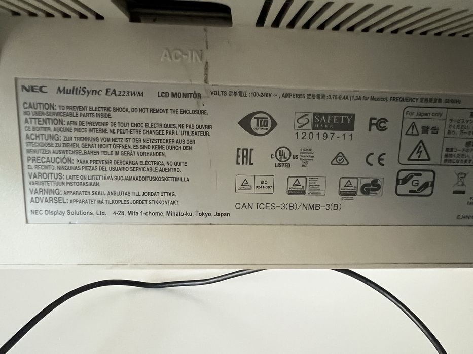 Monitor NEC MultiSync EA220WM – sprawny