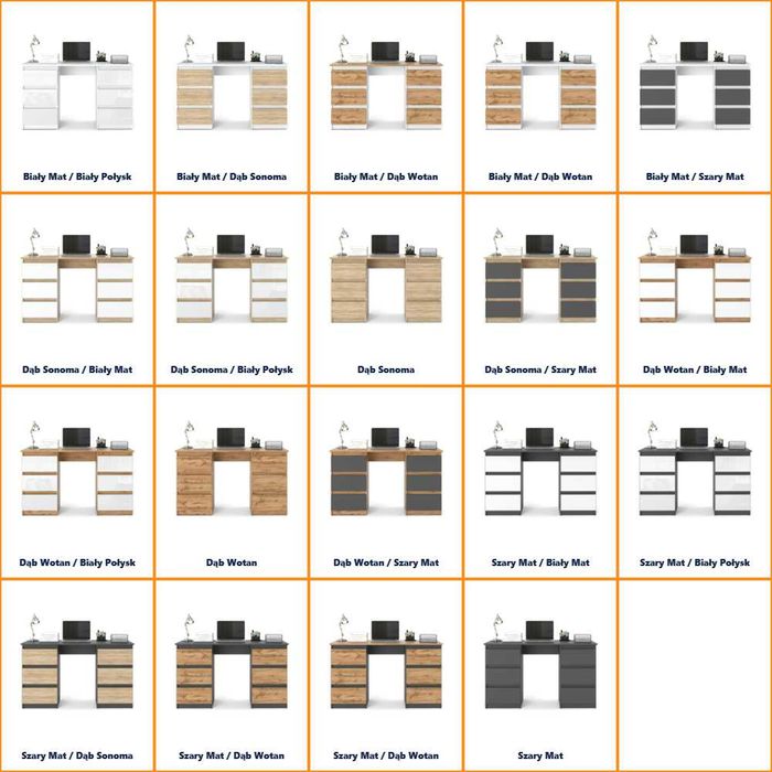 Biurko Nowoczesne Szkolne Ofi 120cm Biurowe Komputerowe 6 Szuflad