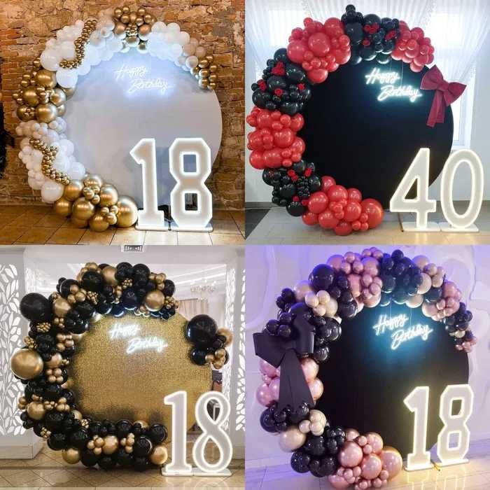 Ścianki balonowe, dekoracje balonowe, girlandy, cyfry LED