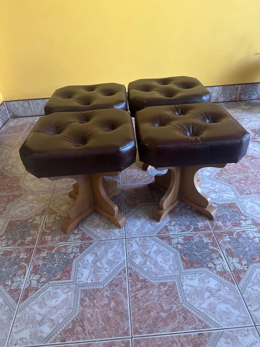 Sprzedam brązowe taborety niskie _skóra