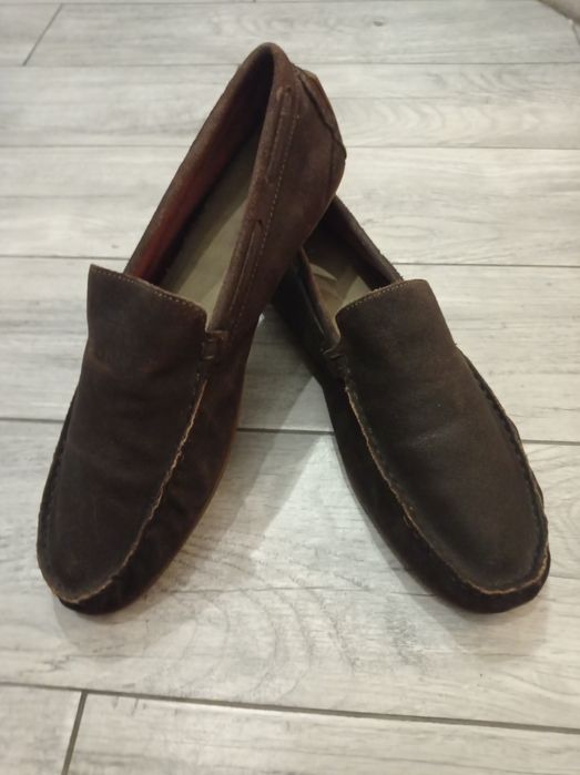 Чоловічі, шкіряні мокасини, туфлі, коричневі, 44 р.