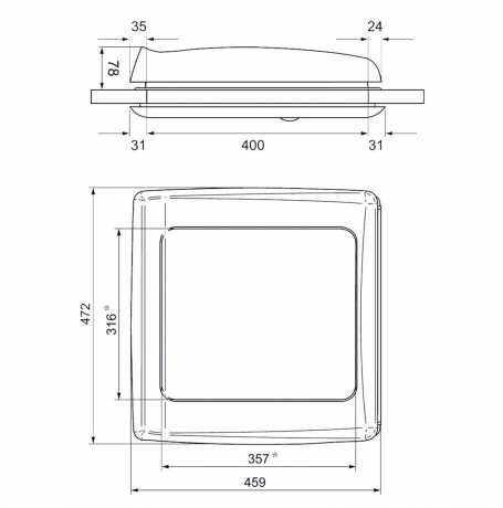 Claraboia Thule Vent 40X40 - Branca opaca com cortinas