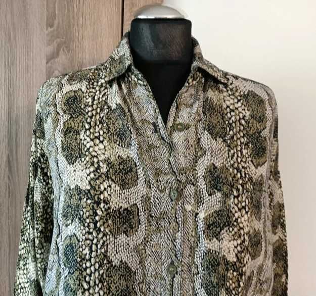 Koszula damska z długim rękawem z kołnierzykiem  M/L wężowy wzór