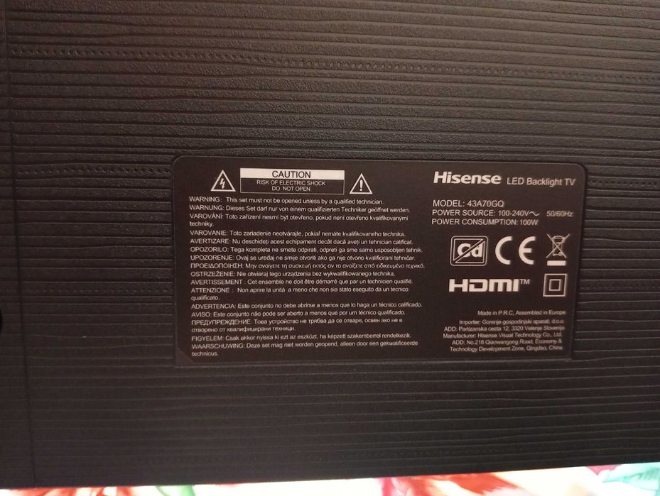 Smart TV Hisense 43A7GQ 4K - Para Reparação (AVARIADA) com Fonte Extra