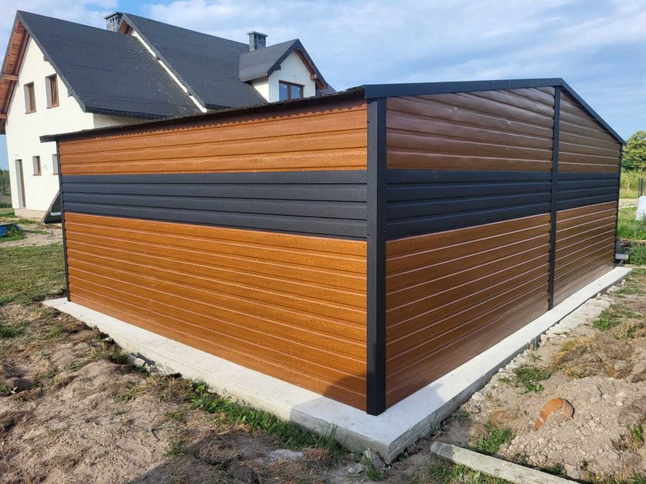 Garaż Blaszany Blaszak drewnopodobny