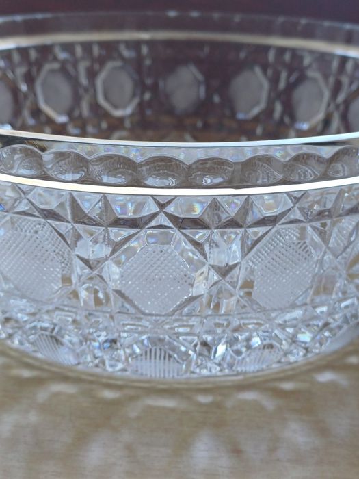 Misa kryształowa PRL – vintage, piękny połysk, 20,5 cm