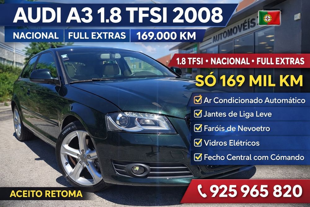 Audi a3 1.8tsfi Nacional 2008 só 169mil km aceito retoma