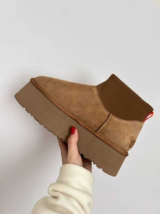 Уггі UGG Classic Mini Dipper Chestnut (luxe) натуральні замша і хутро