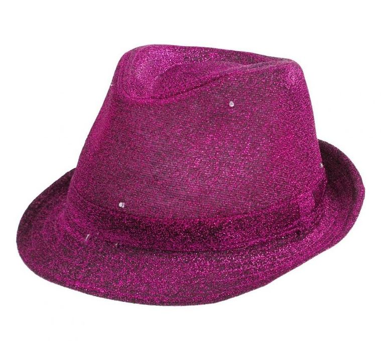 Kapelusz świecący "Brokat, purpurowy, diody, ślub wesele, bal przebier