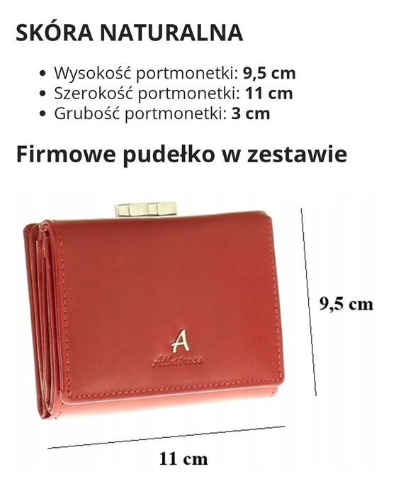 Portfel damski NOWY!!! czerwony skóra naturalna