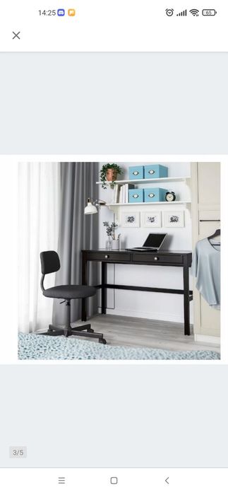 Biurko czarne, z szufladami IKEA