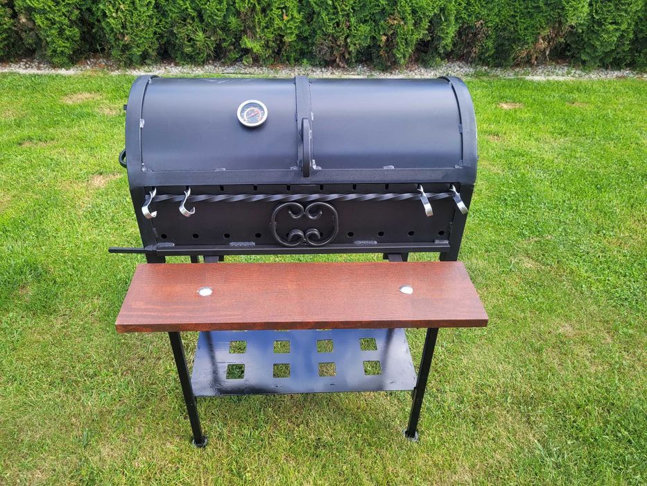 Grill węglowy DUŻY SOLIDNY stal 4mm Palenisko 32x60cm ŚLĄSK