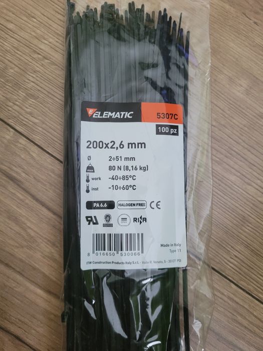 Trytytki zapinki Opaska kablowa Elematic