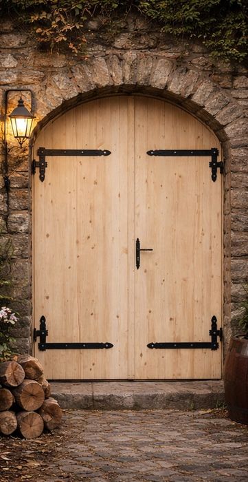 Drzwi podwójne na wymiar 5cm, Łukowe ziemianek pomieszczen gospodarcze