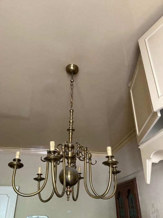 Candeeiro de teto em bronze dourado