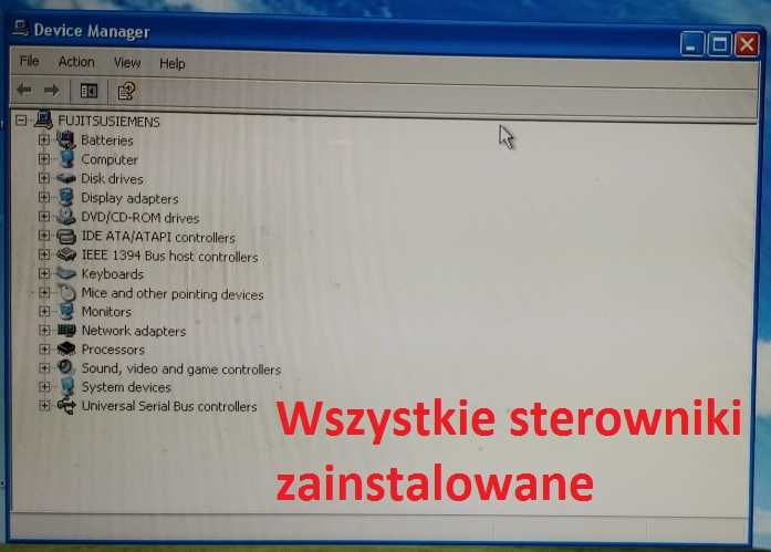 Laptop Fujitsu-Siemens Amilo A3667G Windows XP retro granie sterowniki