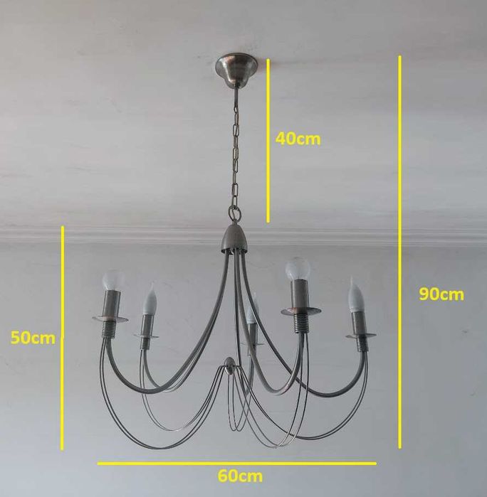 Candeeiro de teto em metal cromado