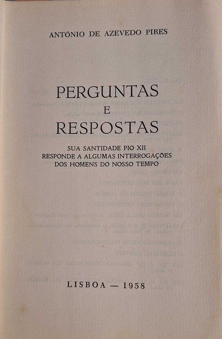 Perguntas e Respostas  - Padre Azevedo Pires - 1958