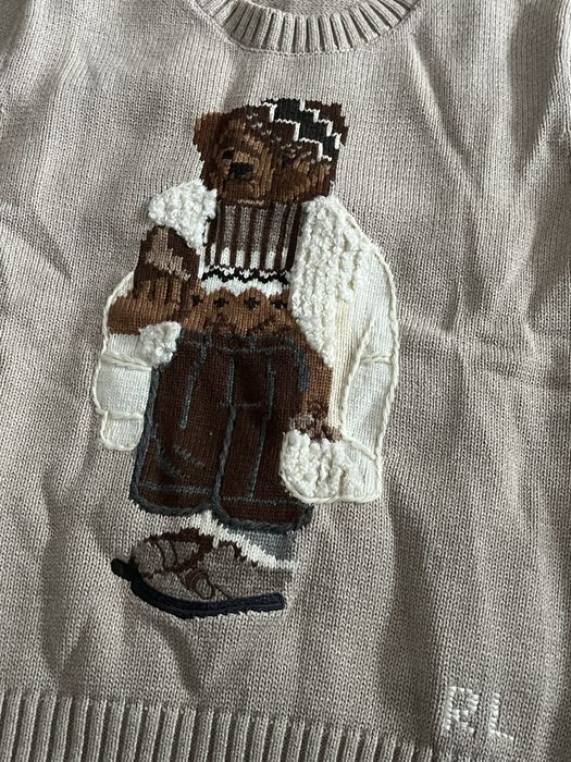 Beżowy Sweter Ralph Lauren z misiem