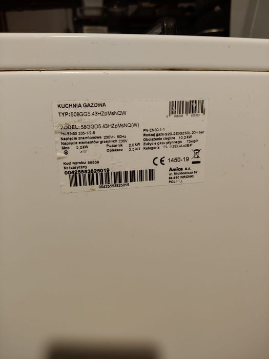 Kuchenka gazowa Amica