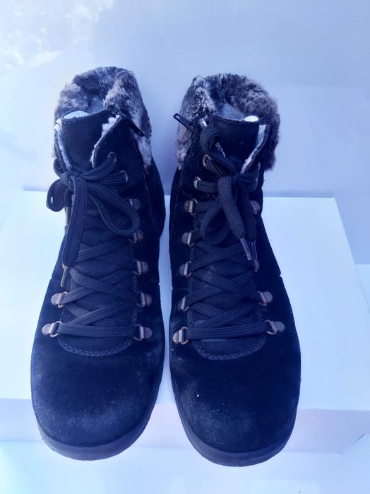 SP Botki ocieplane RIEKER czarne zamszowe oficerki kozaki 41