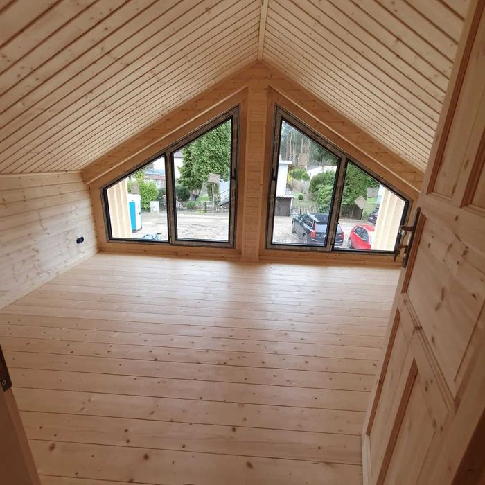 Drewniany domek letniskowy Horyzont 65 + 21 m2 - ROD, ośrodek wypoczyn