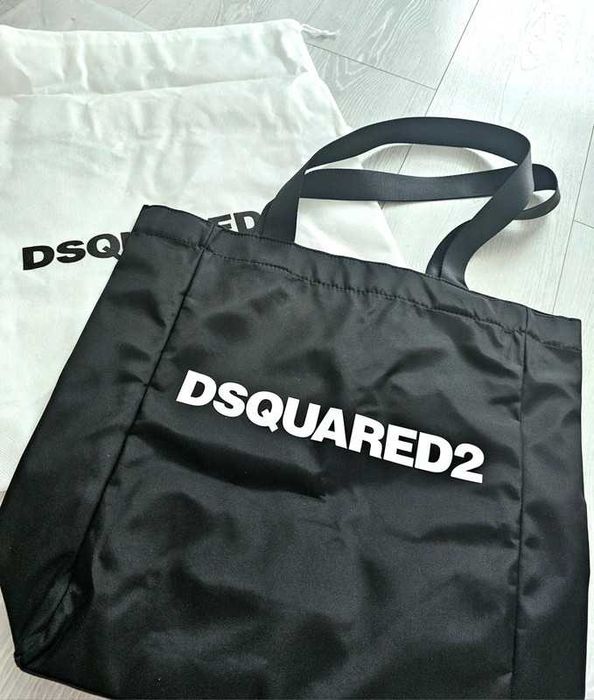Czarna Torba torebka typu 'shopper' Dsquared2 logo-print BAG na zakupy