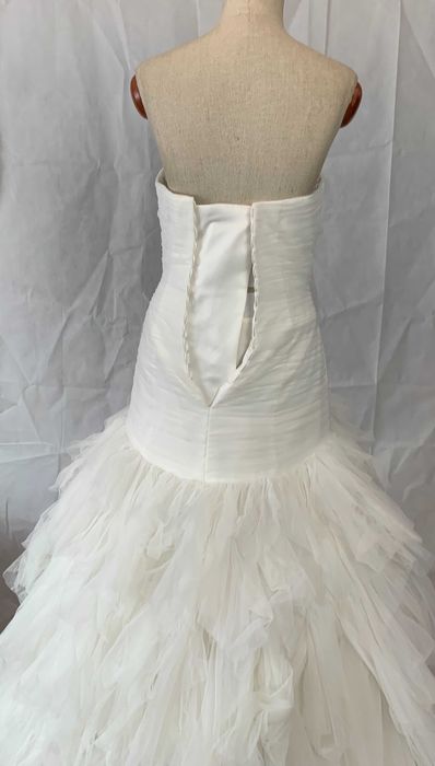 Nowa Suknia ślubna 38 Syrena falbany outlet rybka falbany vintage wady