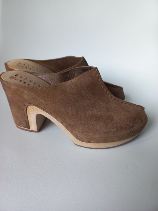 Silvano Sassetti drewniaki chodaki mule skóra 37