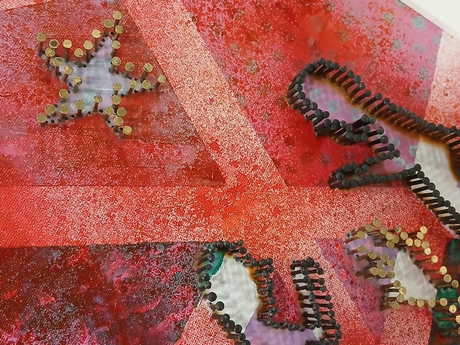 Presépio Acrílico e Pregos sobre Tela