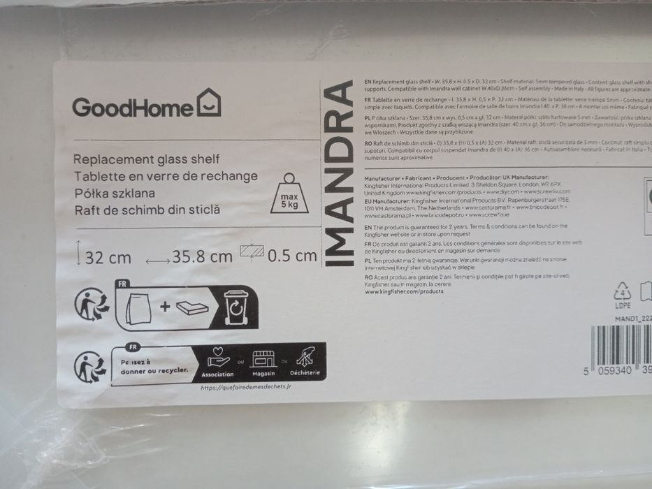 Imandra półki szklane good home