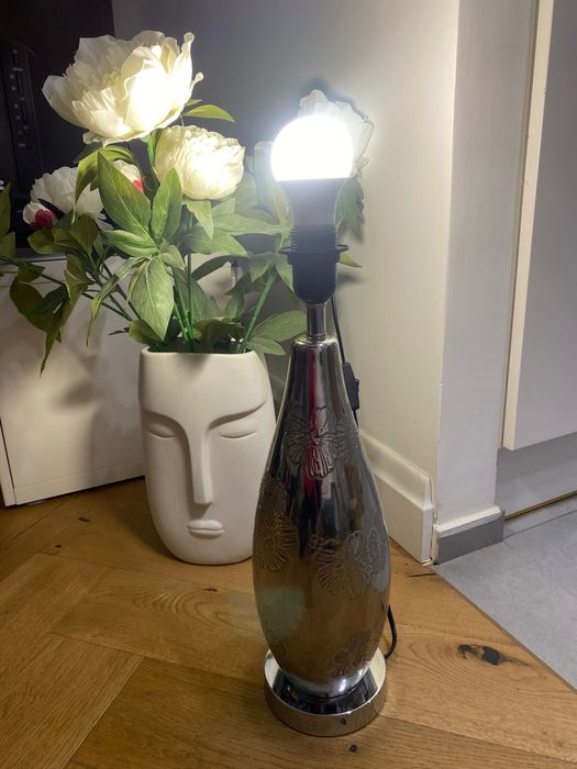 Srebrna Lampa dekoracyjna, podstawa lampy ,Black Red White wys.45 cm