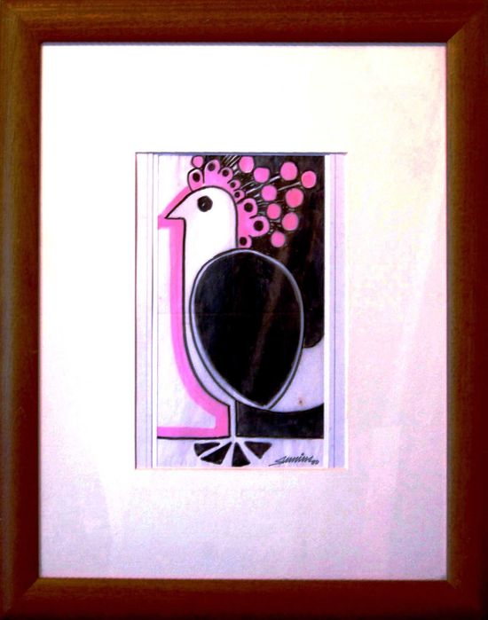 Pintura sobre papel de João Samina (com moldura)