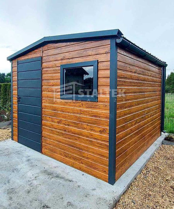 Domek ogrodowy 3x4m drzwi okno blachodachówka rynny dwuspadowy ST145
