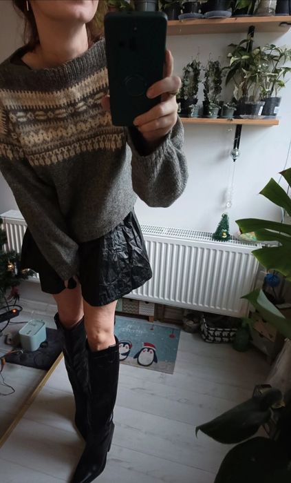 Sweter wełniany gruby szary, 100% wełna