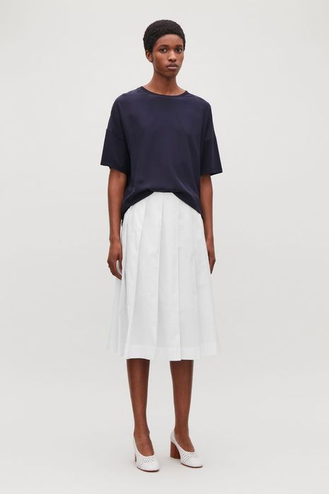 Cos біла спідниця юбка спідниця з бавовняно-попліну плісирована