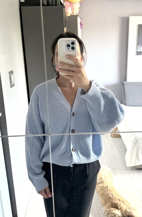 Sweter zapinany na guziki kardigan niebieski