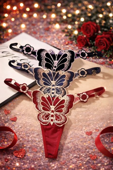 Еротичні стрінги з вишивкою «Метелик»