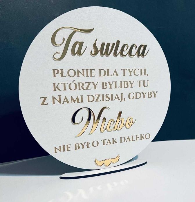 Ślub, wesele tablica "ta świeca płonie.."