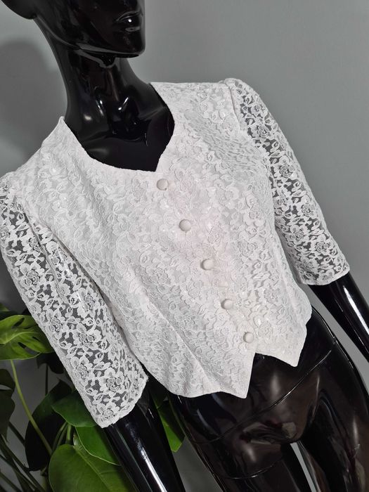 Biała bluzka damska marynarka koszula Ecco XS 34 S 36 elegancka