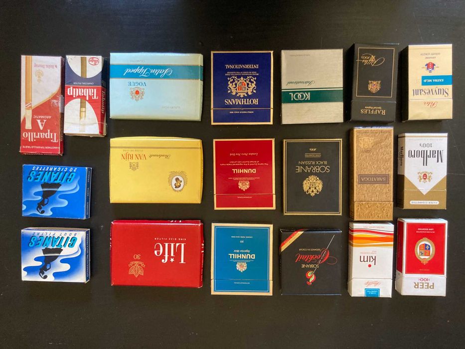 Coleção de Maços de Tabaco Vazios, anos 1980/90 vintage