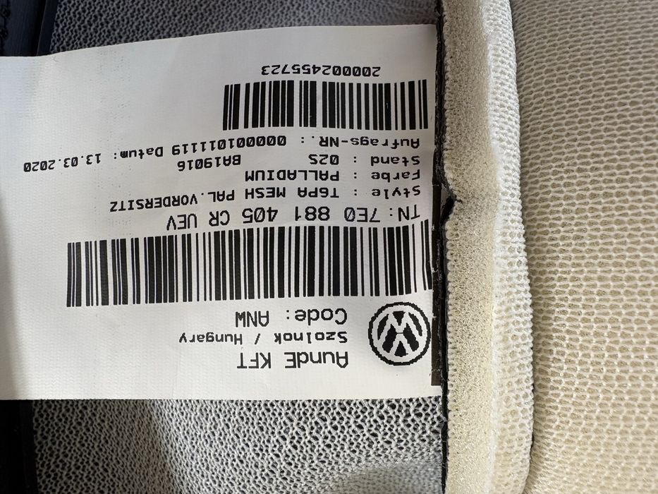 Vw T6  T5 Transporter tapicerka siedziska  Palladium pokrowce oryg