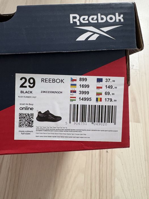 Nowe adidasy Reebok czarne 29