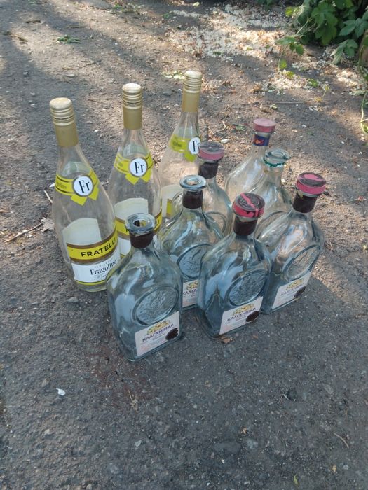 Пустые бутылки для декора Петриківка.