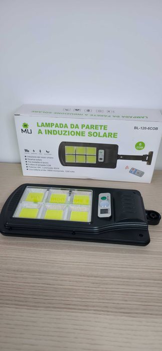 Nowa Lampa Solarna Ścienna 6x LED COB z Czujnikiem Ruchu + PILOT