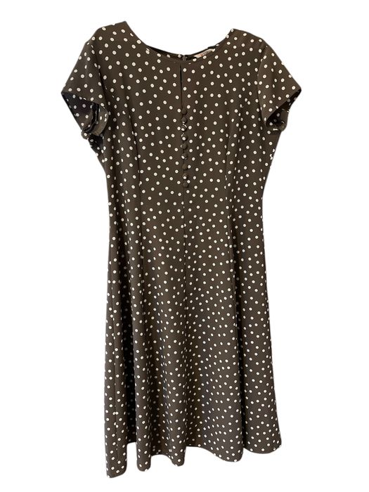 Brązowa sukienka w białe groszki, rozmiar 44