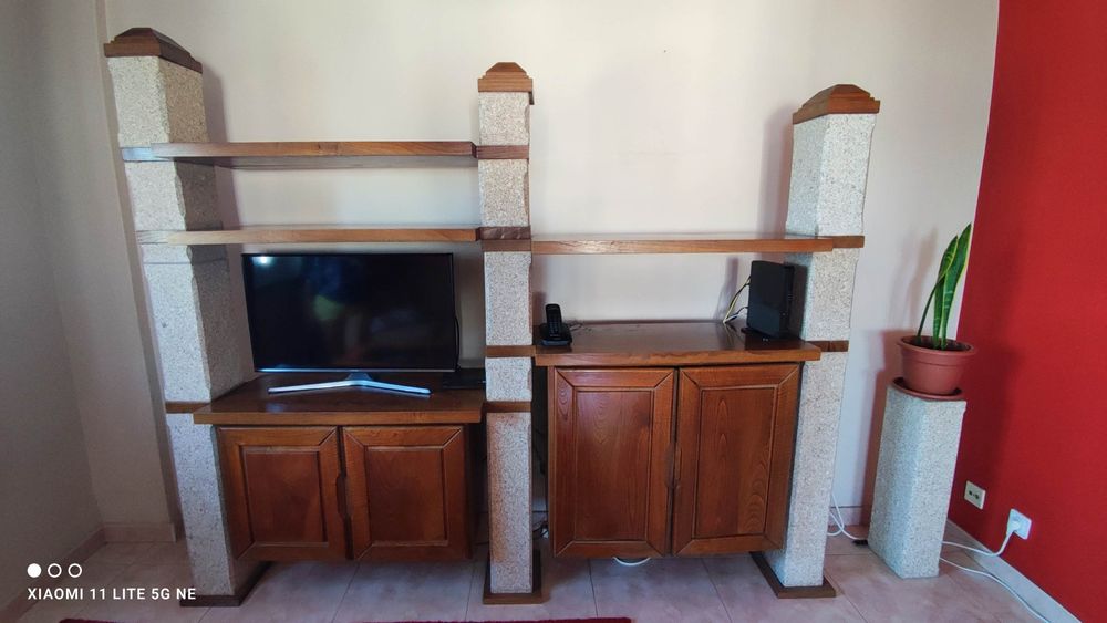 Móvel Modular em Castanho Maciço e Granito – 2,24 m – Várias Configurações