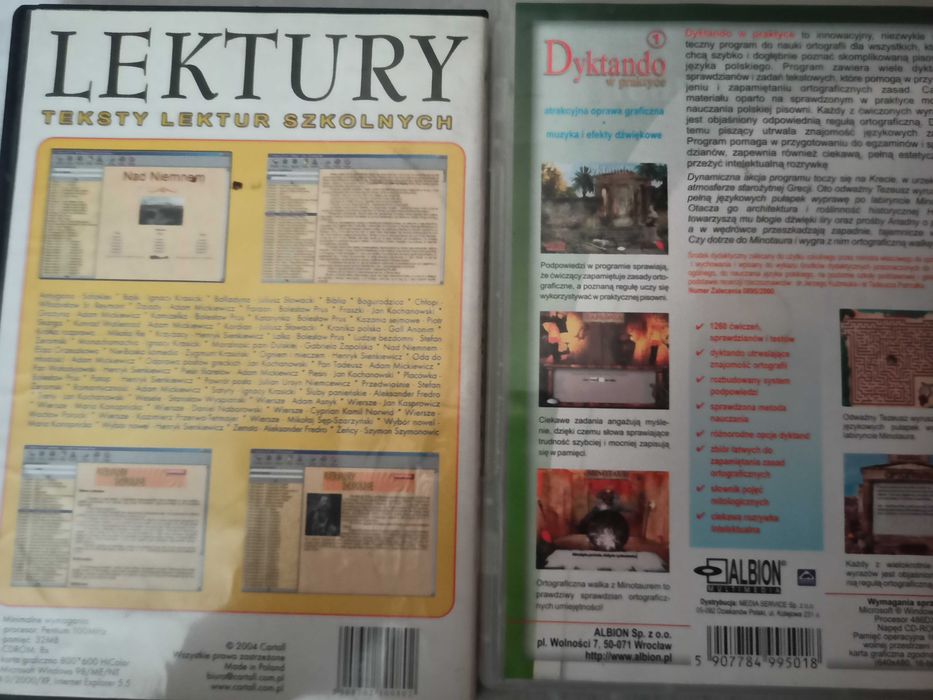 52 Lektury szkolne z omówieniami i Dyktando w praktyce 1 PC DVD