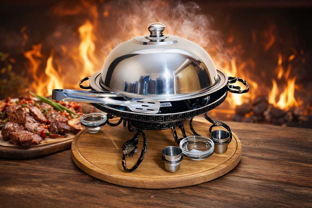 Садж для шашлику d36 з кришкою — стильна подача та подарунок