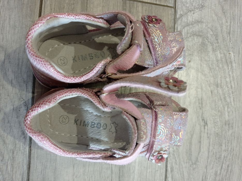 Дитячі босоніжки, сандалі для дівчинки Kimboo, рожеві, 23 см./14,5 см.